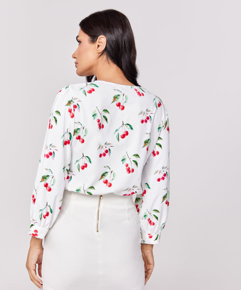 Cherry Printed Chiffon Top
